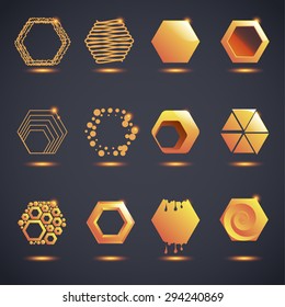 Set of Honeycomb Logos. Abstract Creative Honey Icon.Honey Producer Logo. EPS 10