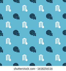 Set Honeycomb map of the world and bee and Hive for bees on seamless pattern. Vector