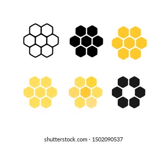 Set of honeycombs icon with different style isolated on white background. flat design vector illustration. 