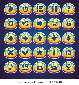 Set honeyed buttons for web video game in style marmalade