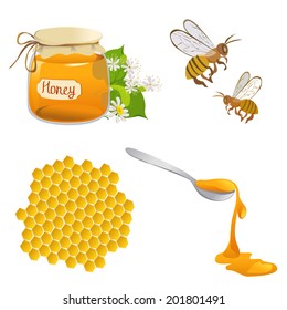 set of honeyed symbols. vector illustration