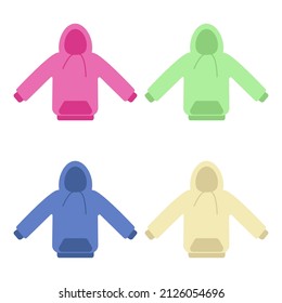 A set of hoodie in 4 colours, vector illustration, eps 10