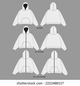 Set of Hoodie design. Hoodie Mockup. Vector Apparel Mockup Collection.	