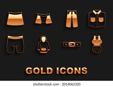 Set Hoodie, Shirt, Undershirt, Belt, Cycling shorts, Pants, Skirt and Men underpants icon. Vector