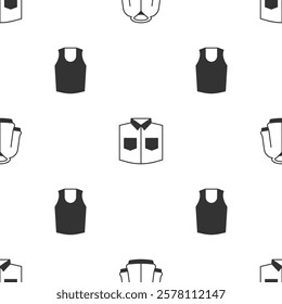 Set Hoodie, Shirt and Undershirt on seamless pattern. Vector