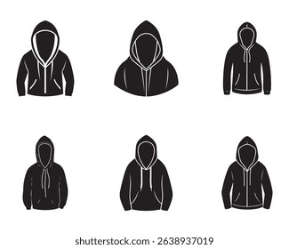 set of hoodie sketch icon silhouette vector illustration
