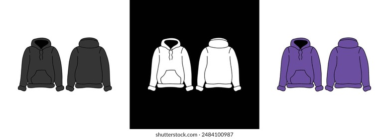 Set of hoodie vector template, Collection, Clothing