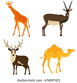 Set of hoofed animals color flat icons for web and mobile design