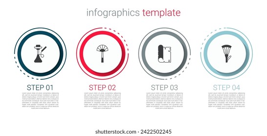 Set Hookah, Egyptian fan, Papyrus scroll and lotus. Business infographic template. Vector