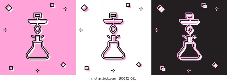 Set Hookah icon isolated on pink and white, black background. Vector.