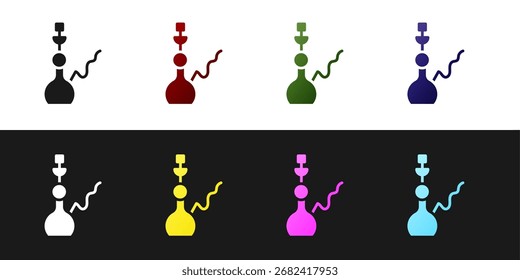Hookah-Symbol einzeln auf schwarz-weißem Hintergrund setzen.  Vektorgrafik