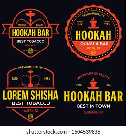 Set Hookah Labels Badges Design Elements Stock Vector Royalty Free