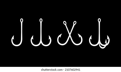 Set of hooks for fishing. Fishhooks. A collection of fishing accessories. Fish bait.