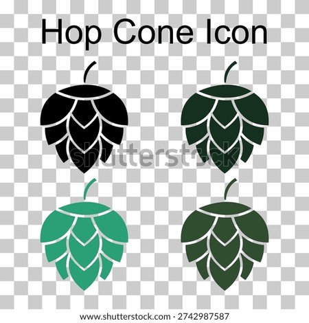 Set of Hop icon beer cone leaf sign,pub herb design, nature seed vector .
