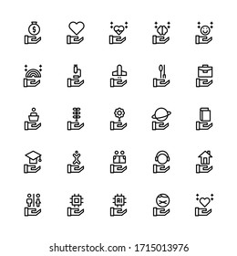 Set of I Hope, Dream, Purpose, Imagination outline style icon - vector
