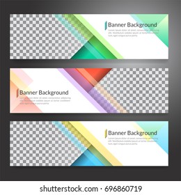 Set of horizon abstract colorful banner background with copy space