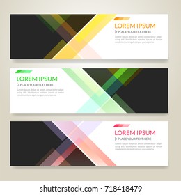 Set of horizon abstract colorful display banner background with copy space