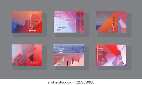Set of horizontal a4 covers, brochure, flyer template design with abstract background