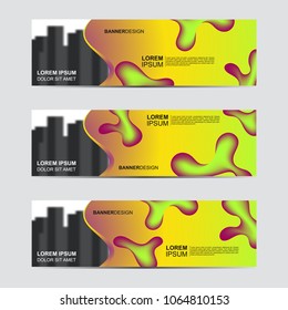 Set of Horizontal abstract blur banner. Modern abstract backgrounds. Colorful holographic fluid cover for poster, banner, flyer and presentation.  Gradient holographic set. Trendy soft color.
