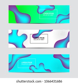 Set of Horizontal abstract blur banner. Modern abstract backgrounds. Colorful holographic fluid cover for poster, banner, flyer and presentation.  Gradient holographic set. Trendy soft color.
