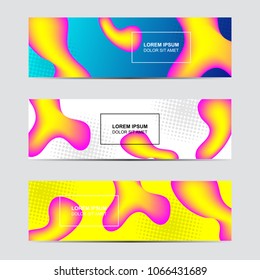 Set of Horizontal abstract blur banner. Modern abstract backgrounds. Colorful holographic fluid cover for poster, banner, flyer and presentation.  Gradient holographic set. Trendy soft color.