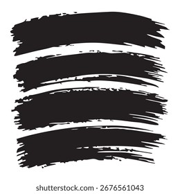 Conjunto de modelos de fundo do grunge abstratos horizontais. Manchas de vetor preto com bordas irregulares. Traçados de pincel desenhados à mão isolados em um plano de fundo branco. Ideal para texto, publicidade e design de textura.