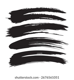 Conjunto de Plantillas abstractas Horizontales de fondo grunge. Manchas de Vector negro con bordes desiguales. Pinceladas dibujadas a mano aisladas sobre un fondo blanco. Ideal para texto, publicidad y diseño de texturas.