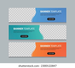 Set of horizontal abstract web banner design template background gradients color. Suitable for web ads. Vector illustration with Space to add pictures.