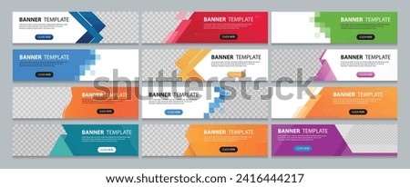 Set of horizontal abstract web banner design template background gradients color. Suitable for web ads. Vector illustration with Space to add pictures.