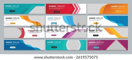Set of horizontal abstract web banner design template background gradients color. Suitable for web ads. Vector illustration with Space to add pictures.