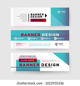 Set of horizontal Abstract Web banners  with text, buttons and transparent elements. Advertising business banner layout template.