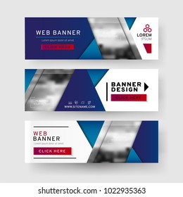 Set of horizontal Abstract Web banners  with text, buttons and transparent elements. Advertising business banner layout template.