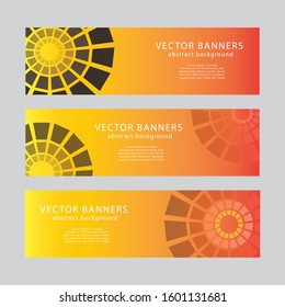 Set of horizontal Abstract Web banners with text, buttons and transparent elements. Advertising business banner layout template.