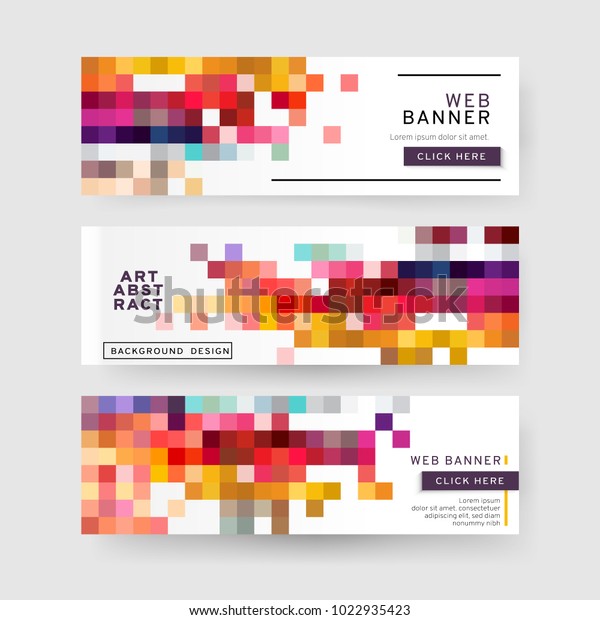 Set Horizontal Abstract Web Banners Text Stock Vector (royalty Free 