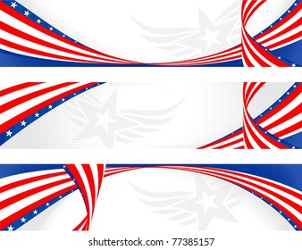 Set Of Horizontal American Theme Banners