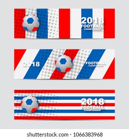 Set of Horizontal background trend for the soccer or football championship. Vector ball. Futuristic template for design cards, poster, gift cards, flyers, brochures and cover.