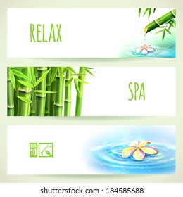 Set of Horizontal Bamboo Banners. Vector illustration, eps10, editable.