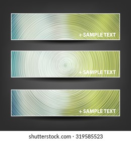 Set of Horizontal Banner / Cover Background Designs - Colors: Green, Blue, White