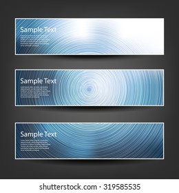 Set of Horizontal Banner / Cover Background Designs - Colors: Blue, White