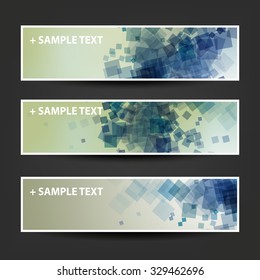 Set of Horizontal Banner / Cover Background Designs / Ad Banner Templates - Colors: Green, Blue, Yellow, White