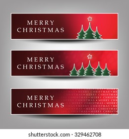 Set of Horizontal Banner / Cover Background Designs - "Merry Christmas" Ad Banner Templates