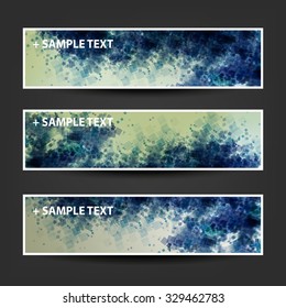 Set of Horizontal Banner / Cover Background Designs / Ad Banner Templates - Colors: Green, Blue, Yellow, White