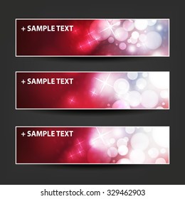 Set von horizontalen Bannern/Titelhintergrunddesigns - Farben: rote, weiße - Weihnachten-, Neujahr- oder sonstige Feiertagsbanner-Vorlagen
