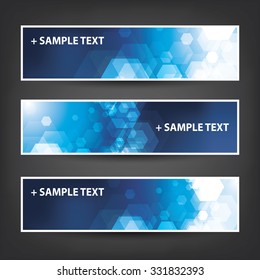 Juego de diseños horizontales de banner / fondo de cubierta - Colores: Azul, blanco - Fiesta, Navidad, Año Nuevo u otras plantillas de anuncios de vacaciones