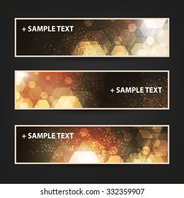 Set of Horizontal Banner / Cover Background Designs - Colors: Brown, Orange, White - Christmas, New Year or Other Holiday Ad Banner Templates