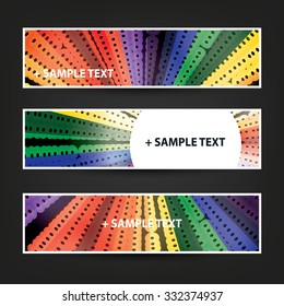 Conjunto de diseños horizontales de banner / fondo de portada / Plantillas de banner de anuncios - Colores: Gris, blanco - Patrón punteado