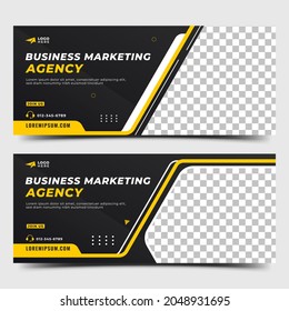 Set of Horizontal banner design for Business digital marketing. Modern banner cover header template design with place for the photo.