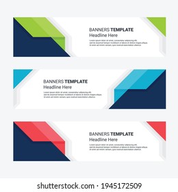 Set of horizontal banner design. editable banner ads white background for corporate and business presentation. social media and web header template 