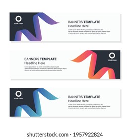 Set of horizontal banner design. editable banner ads white background for corporate and business presentation. social media and web header template 