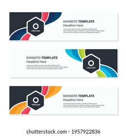 Set of horizontal banner design. editable banner ads white background for corporate and business presentation. social media and web header template 